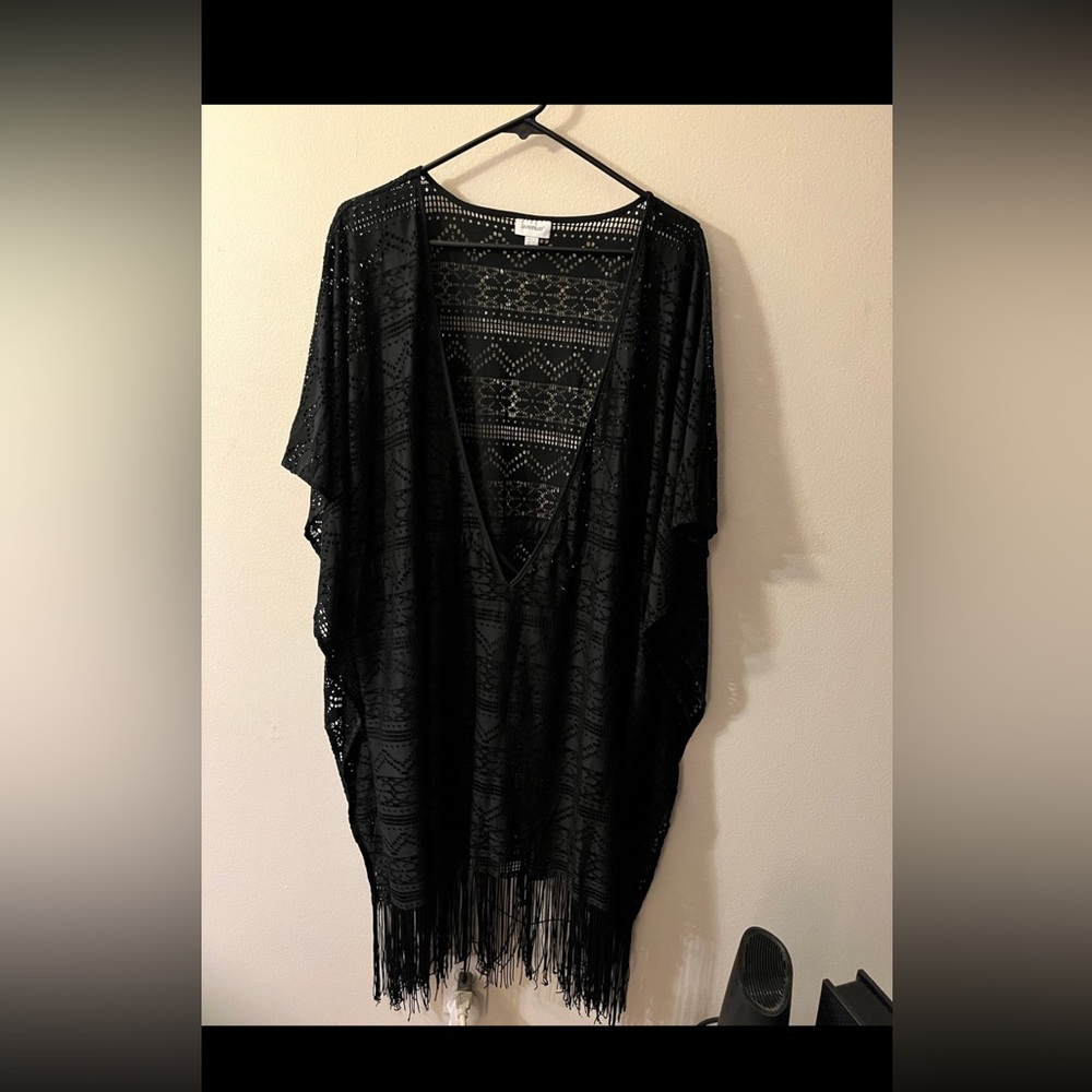 Avenue Black Crochet Cover-Up